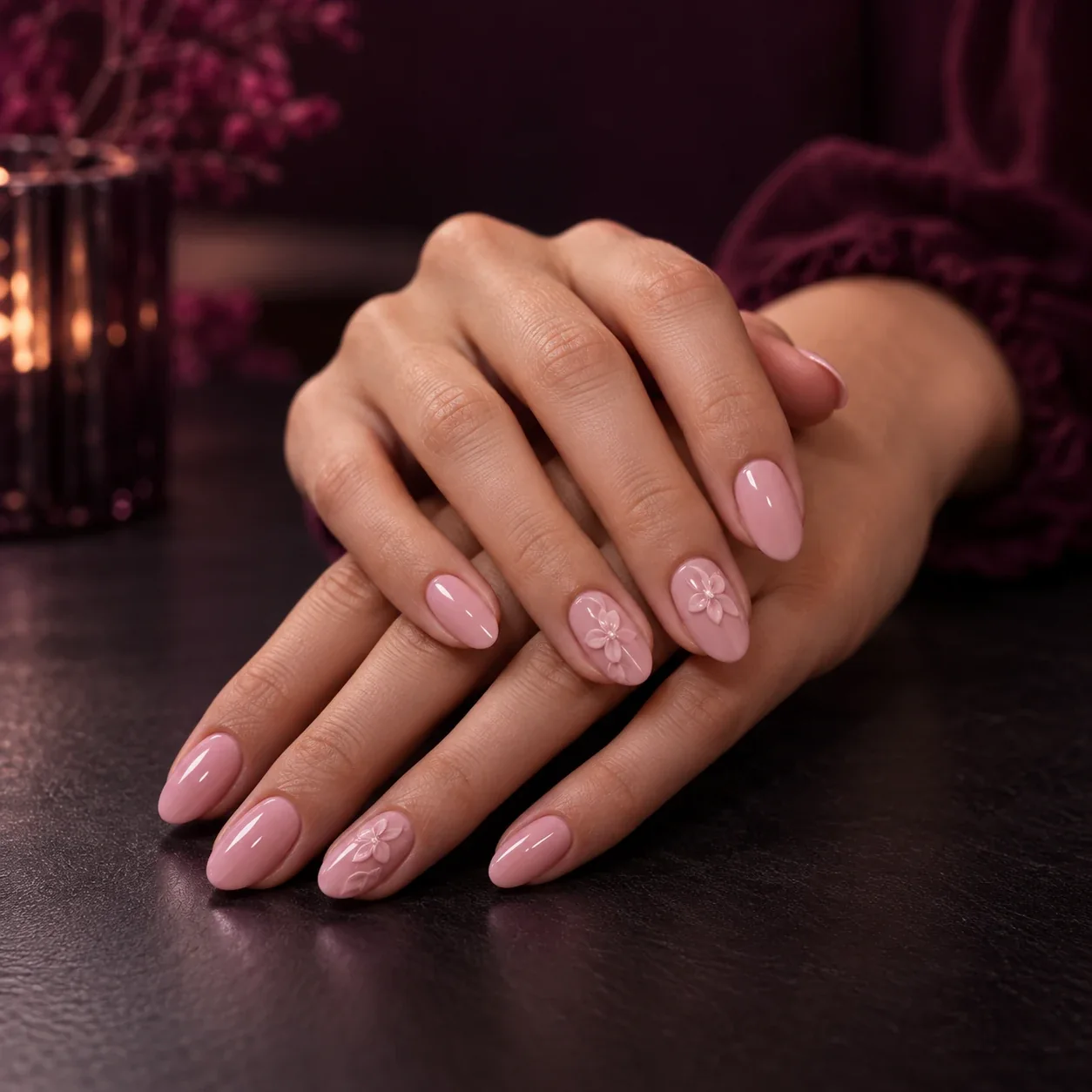 Nail art floral delicado